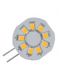 LED-G4, 10-30V, 1.2Watt, 9LED, 150Lumen=15Watt, Stifte seitlich, dimmbar, warmweiss